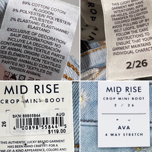 Lucky Brand Ava Mid Rise Crop Mini Boot with Floral Embroidery. Size 2 - Picture 12 of 14